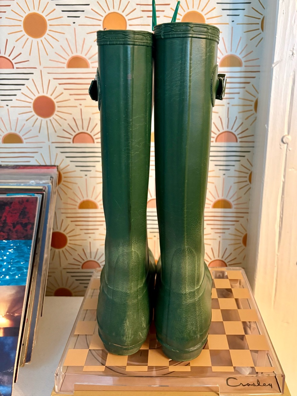 Vintage Green Tall Original Hunter Rain Boots - Picture 5 of 5